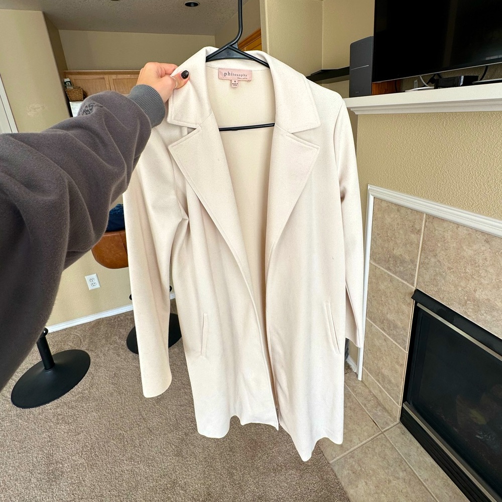 Philosophy cream colored long jacket women’s size small